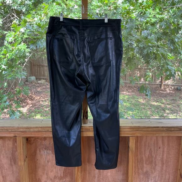 Gap Women's Cheeky Straight High Rise Pants Black Vegan Leather Size 18R. NEW - Picture 4 of 9